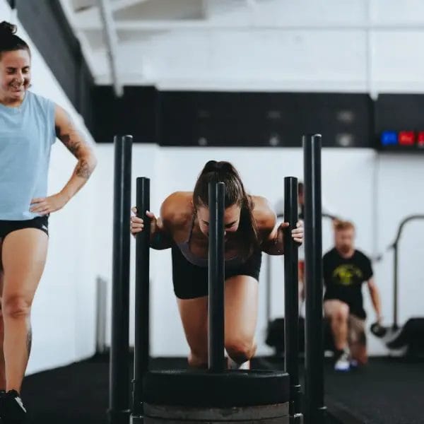 Fitness with a sled.